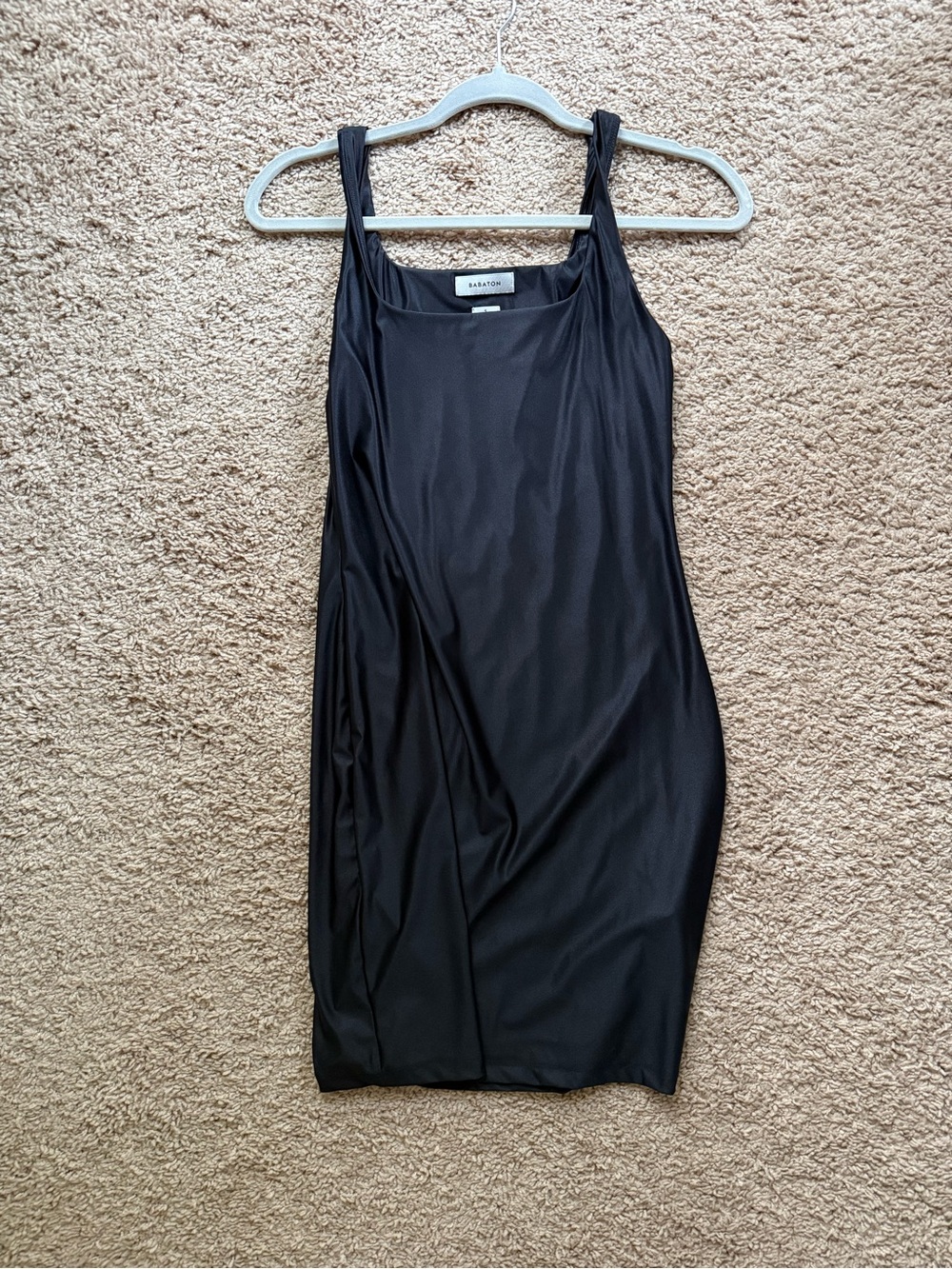 Aritzia Babaton Satinette Squareneck Mini Dress in black